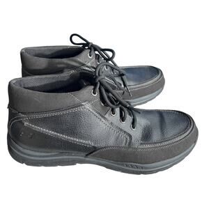 Skechers Boots Men 11.5 Relax Fit Memory Foam Leather Upper Lace Hiking Work